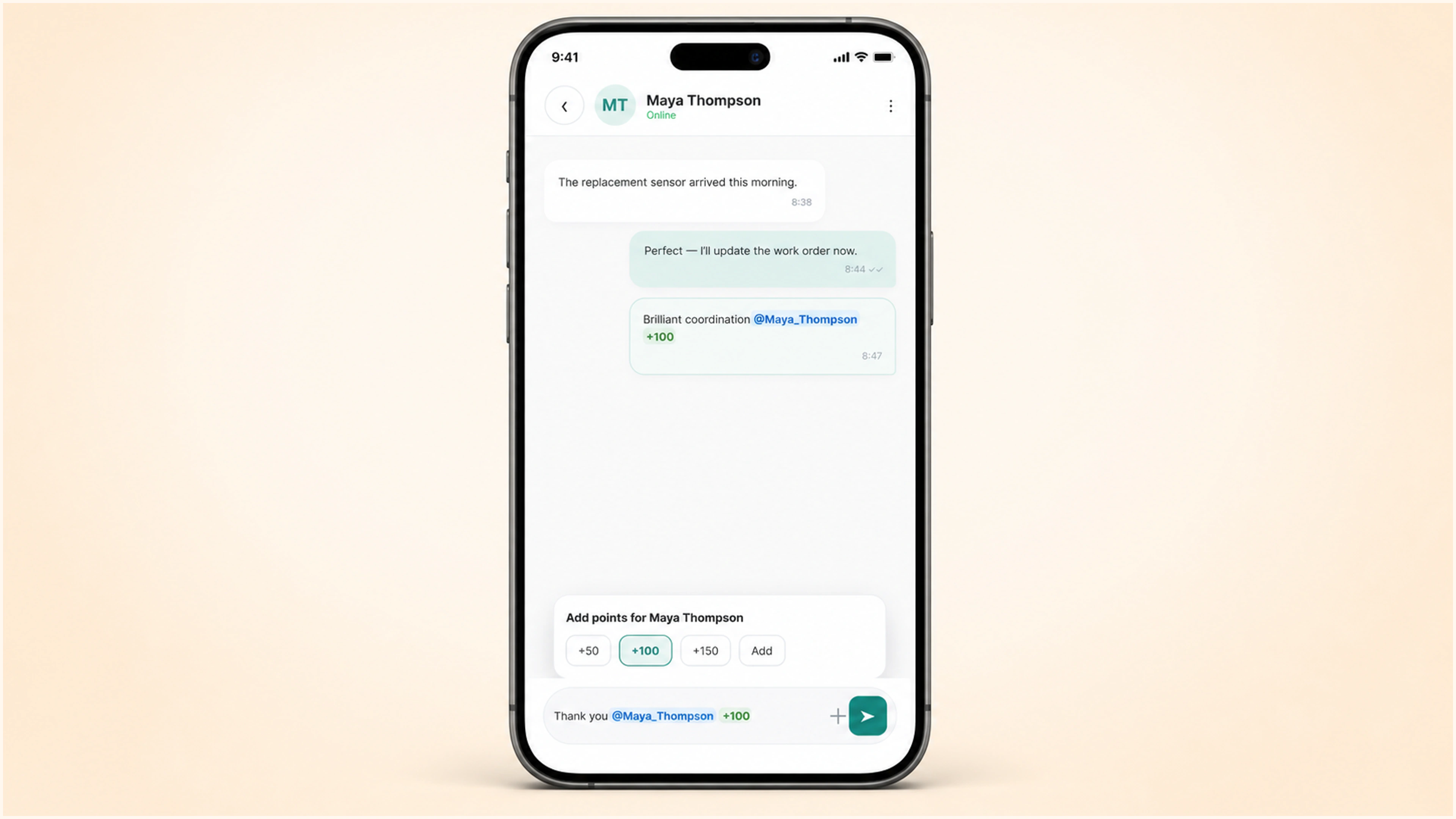 Peer Recognitions: Make appreciation personal in one-to-one chat.